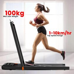 Sparnod Fitness STH-3070 Ultra-Thin Foldable Walking Pad Treadmill for Home Use - Store Under a Bed/Sofa, No Installation Required, 4 HP Peak, 100kg Max User Weight, Bluetooth Speakers, Remote